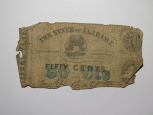 $.50 1863 Montgomery Alabama AL Obsolete Currency Bank Note Bill State of AL