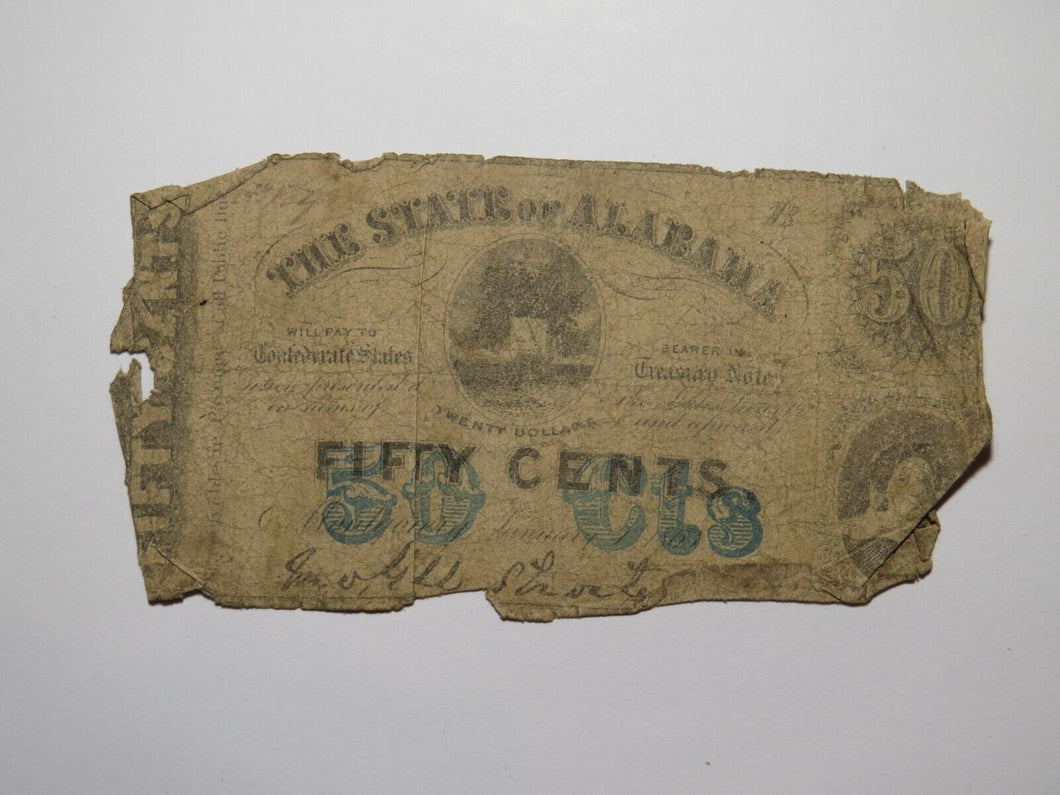 $.50 1863 Montgomery Alabama AL Obsolete Currency Bank Note Bill State of AL