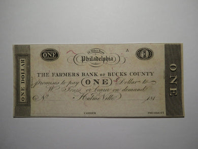 $1 181_ Hulme Ville Pennsylvania Obsolete Currency Bank Note Bucks County UNC++
