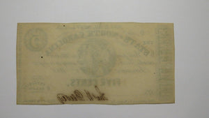 $.05 1863 Raleigh North Carolina Obsolete Currency Bank Note Bill State of NC XF