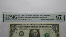 Load image into Gallery viewer, $1 1988 Radar Serial Number Federal Reserve Currency Bank Note Bill PMG UNC67EPQ