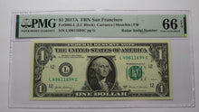 Load image into Gallery viewer, $1 2017 Radar Serial Number Federal Reserve Currency Bank Note Bill PMG UNC66EPQ