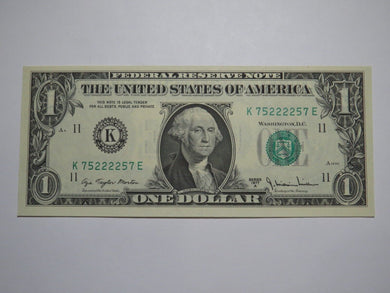 $1 1977 Radar Serial Number Federal Reserve Currency Bank Note Bill UNC 75222257