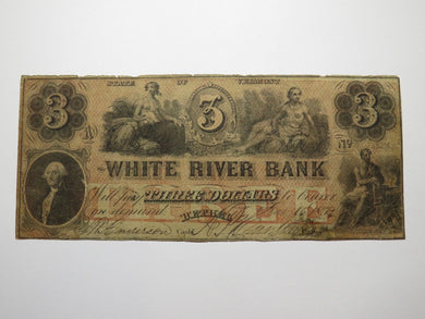 $3 1859 Bethel Vermont VT Obsolete Currency Bank Note Bill! White River Bank