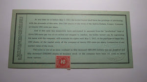 $10 1915 Kelvin-Sultana Copper Company Ore Production Obsolete Currency Note