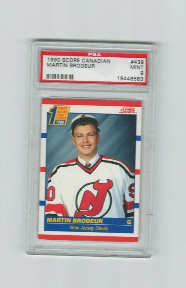 1990-91 Martin Brodeur New Jersey Devils Score Canadian Rookie Card PSA 9 Mint!