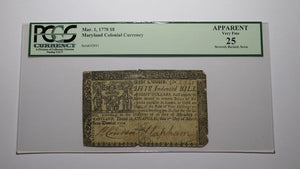 1770 $8 Annapolis Maryland MD Colonial Currency Bank Note Bill VF25 PCGS Eight 