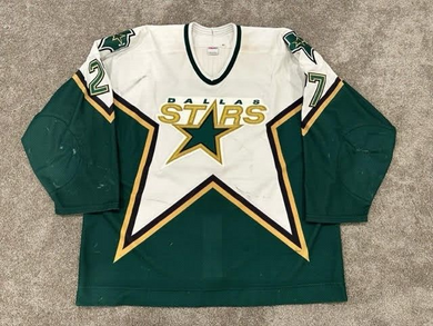 2000-01 Shaun Van Allen Dallas Stars Game Used Worn NHL Hockey Jersey! Hammered