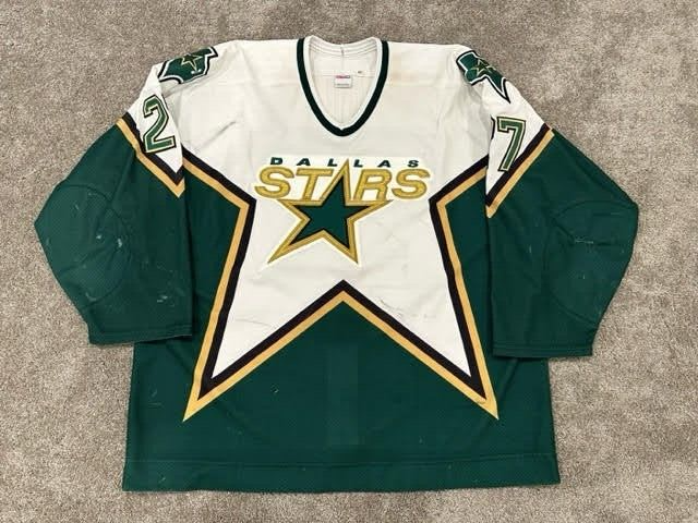 2000-01 Shaun Van Allen Dallas Stars Game Used Worn NHL Hockey Jersey! Hammered