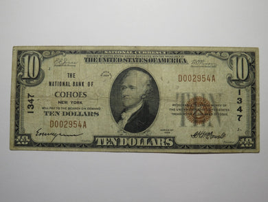 $10 1929 Cohoes New York NY National Currency Bank Note Bill Ch. #1347 FINE