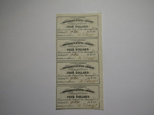 $4 1861 Confederate Bond Coupon Certificate Uncut Sheet Currency Bank Note Bill