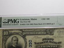 Load image into Gallery viewer, $10 1902 Lewiston Maine ME National Currency Bank Note Bill Charter #330 PMG F15