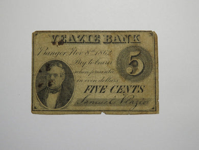 $.05 1862 Bangor Maine ME Obsolete Currency Bank Note Bill Veazie Bank RARE!