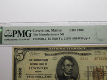 Load image into Gallery viewer, $5 1929 Lewiston Maine National Currency Bank Note Bill Charter #2260 VF30 PMG