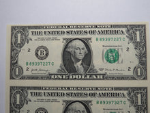 Load image into Gallery viewer, $1 2017 Uncut New York BEP Uncirculated Currency Sheet 2 Federal Reserve Notes