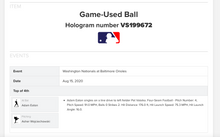 Load image into Gallery viewer, 2020 Adam Eaton Washington Nationals Game Used Single MLB Baseball! 1B Hit!