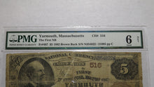 Load image into Gallery viewer, $5 1882 Yarmouth Massachusetts MA National Currency Bank Note Bill! Brown Back!