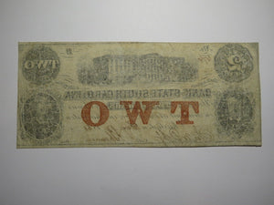 $2 1861 Charleston South Carolina SC Obsolete Currency Bank Note Bill Bank of SC