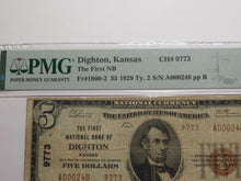 Load image into Gallery viewer, $5 1929 Dighton Kansas KS National Currency Bank Note Bill Charter #9773 F15 PMG
