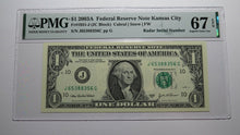 Load image into Gallery viewer, $1 2003 Radar Serial Number Federal Reserve Currency Bank Note Bill PMG UNC67EPQ