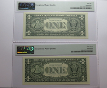 Load image into Gallery viewer, 2 $1 1969 &amp; 1999 Matching Radar Serial Numbers Federal Reserve Bank Note Bills