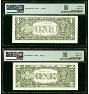 2 $1 2003 Matching Fancy Repeater Serial Numbers Federal Reserve Bank Bills PMG