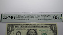 Load image into Gallery viewer, $1 2003 Radar Serial Number Federal Reserve Currency Bank Note Bill PMG UNC65EPQ