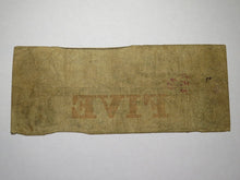 Load image into Gallery viewer, $5 1852 Boston Massachusetts MA Obsolete Currency Bank Note Bill Cochituate Bank