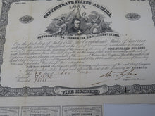 Load image into Gallery viewer, $500 1862 Confederate Bond Certificate Currency Bank Note Bill UNC 14&quot; X 10&quot;