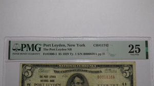 $5 1929 Port Leyden New York NY National Currency Bank Note Bill Ch #11742 VF25