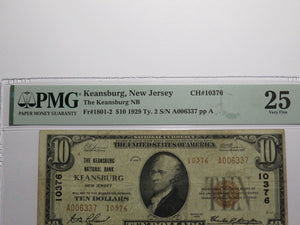 $10 1929 Keansburg New Jersey NJ National Currency Bank Note Bill Ch #10376 VF25