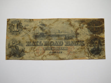 $1 1853 Adrian Michigan MI Obsolete Currency Bank Note Bill Erie & Kalamazoo