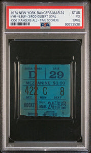 3/24/74 New York Rangers Sabres NHL Hockey Ticket Stub Rod Gilbert 300th Goal
