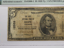 Load image into Gallery viewer, $5 1929 Hope Arkansas AR National Currency Bank Note Bill Ch. #12533 PMG F12