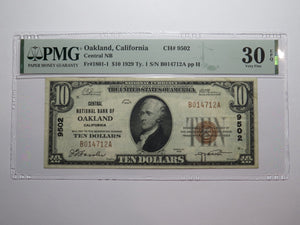 $10 1929 Oakland California National Currency Bank Note Bill Ch. #9502 VF30EPQ