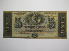 Load image into Gallery viewer, $5 18__ New Orleans Louisiana Obsolete Currency Note Remainder Citizens Bank UNC