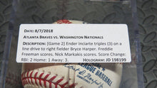 Load image into Gallery viewer, 2018 Ender Inciarte Atlanta Braves 2 RBI Triple Game Used MLB Baseball! 3B Hit!