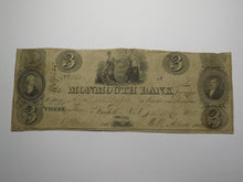 Load image into Gallery viewer, $3 1825 Freehold New Jersey Obsolete Currency Bank Note Bill Monmouth Bank RARE