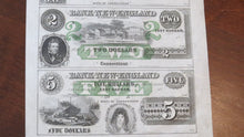 Load image into Gallery viewer, $1-$1-$2-$5 1865 East Haddam Connecticut Obsolete Currency Uncut Sheet Bank Note