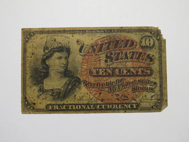 1863 $.10 Fourth Issue Fractional Currency Obsolete Bank Note Bill 4th RARE