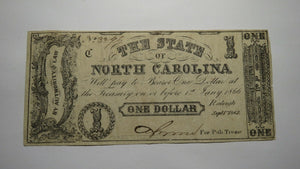 $1 1862 Raleigh North Carolina NC Obsolete Currency Bank Note Bill State of NC