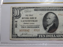 Load image into Gallery viewer, $10 1929 Landisville Pennsylvania PA National Currency Bank Note Bill #5550 VF25