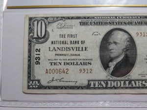 $10 1929 Landisville Pennsylvania PA National Currency Bank Note Bill #5550 VF25