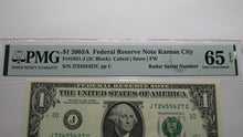 Load image into Gallery viewer, $1 2003 Radar Serial Number Federal Reserve Currency Bank Note Bill PMG UNC65EPQ