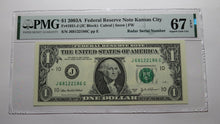 Load image into Gallery viewer, $1 2003 Radar Serial Number Federal Reserve Currency Bank Note Bill PMG UNC67EPQ