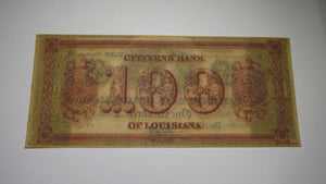 $100 18__ New Orleans Louisiana Obsolete Currency Bank Note Bill Remainder UNC