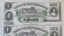 Load image into Gallery viewer, $1-$1-$2-$5 1865 East Haddam Connecticut Obsolete Currency Uncut Sheet Bank Note