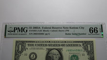 Load image into Gallery viewer, $1 2003 Radar Serial Number Federal Reserve Currency Bank Note Bill PMG UNC66EPQ