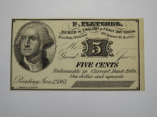 Load image into Gallery viewer, $.05 1863 Reading Boston Massachusetts Obsolete Currency Bank Note Bill Fletcher