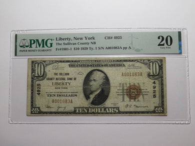 $10 1929 Liberty New York NY National Currency Bank Note Bill Ch #4925 VF20 PMG